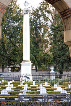 French memorial military cemetery inside park in Belgrade capital of Serbia