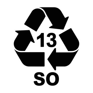 Vector graphic of a recycling symbol with the numbers 13 and so inside.