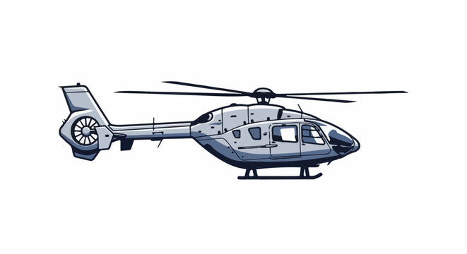 A detailed side view illustration of a modern twin-engine helicopter