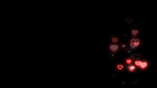 red glowing love particles black backround