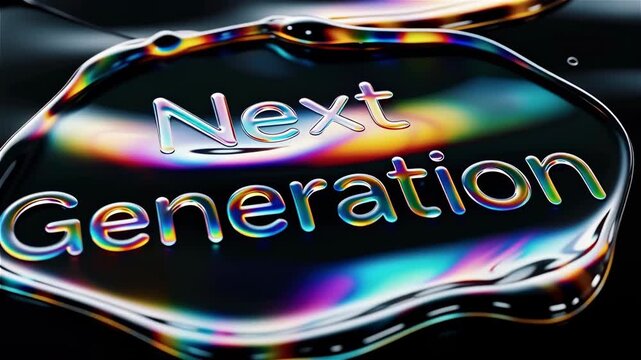 The vibrant holographic sign displays the words quantum leap shining with colorful reflections in a modern setting