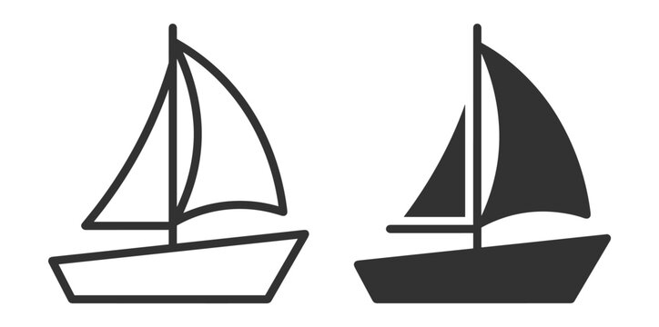 sailboat icon set line and solid style vector illustration on transparent background