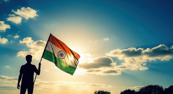 India independence day celebrations with national flag