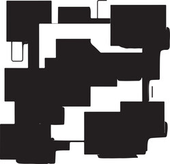 Fototapeta premium A high contrast black and white abstract graphic composed of various geometric square shapes