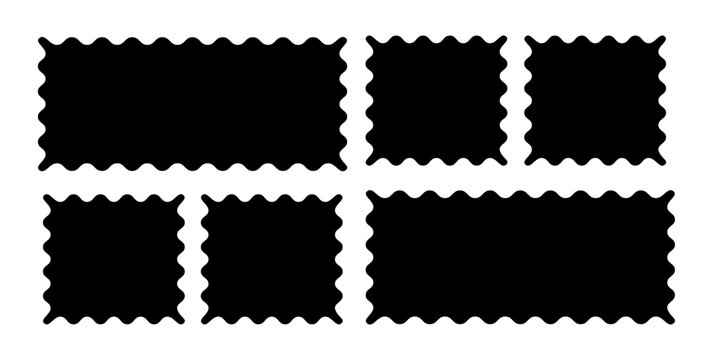 Black silhouette scalloped frames,irregular colorful text boxes. Crayon drawn squares and rectangles with wavy rough edges.doodle hand drawn. zigzag See Less