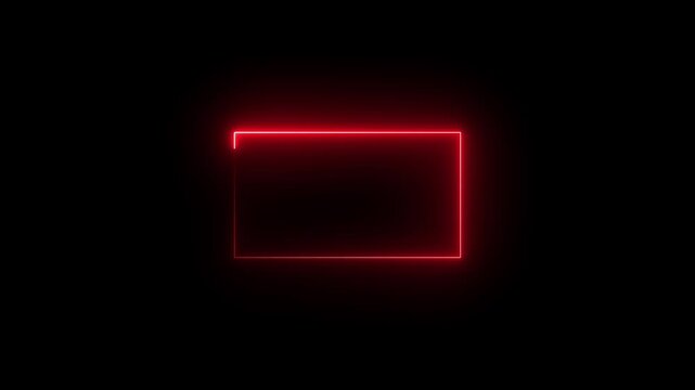 Neon line Red rectangle border illustration neon line black background video animation 