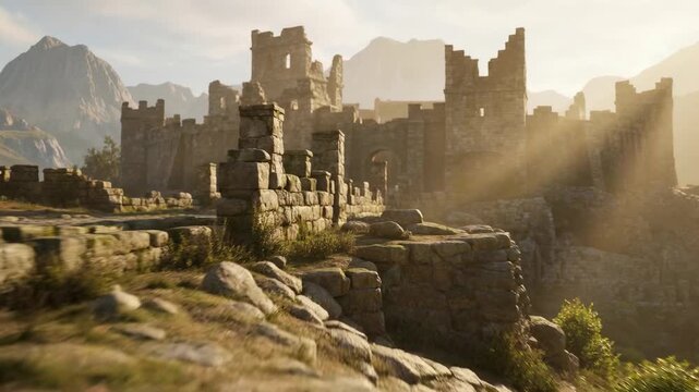 Ancient stone road leading to lost ancient city