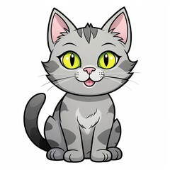 Obraz premium Confident Strolling Grey Cat Clip Art: Happy & Friendly