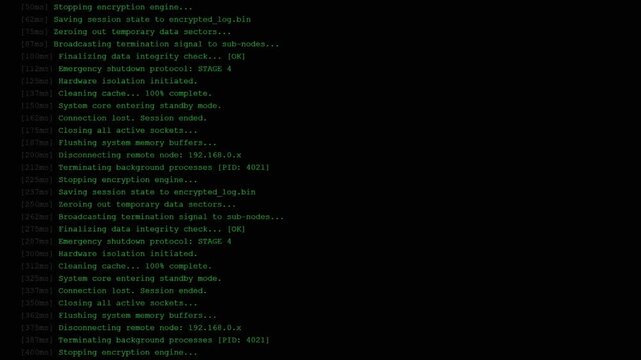 Emergency System Termination Shutdown Session End Interface.