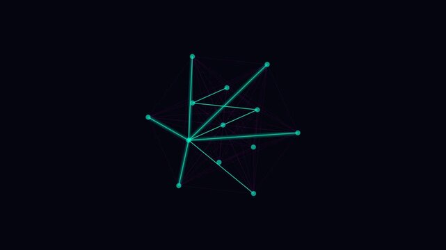 Glowing green constellation network animation.