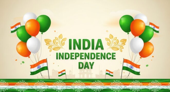 India independence day celebrations with balloons and flags