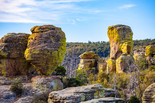 Rhyolite Pinnacles and Hoodoos Close Up on Ed Riggs Trail in Chiricahua National Monument Arizona