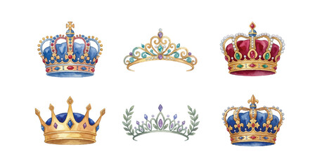 crown icon watercolor set © Dwi