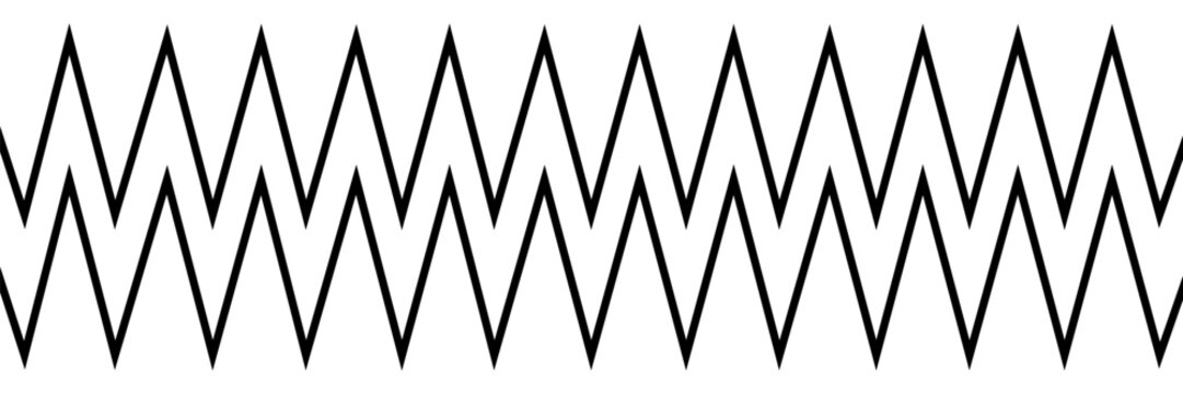 Black wavy zigzag line pattern isolated on white background. Abstract curve stroke element for design, border, and decorative projects. Minimal wave contour graphic illustration.