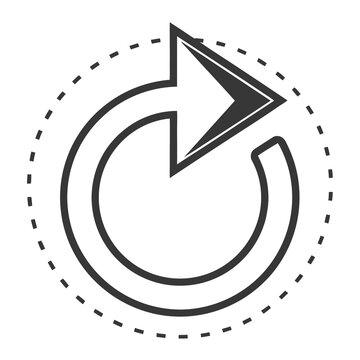 Circular arrow refresh icon with dashed circle outline represents redo repeat reload and restart cycle concept