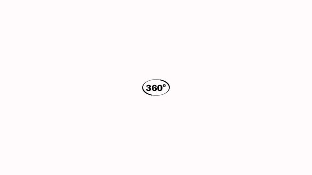 Animated 360 degree rotate view icon on white background. 360&deg; icon animation with optional lama matte and rotated circle. Motion graphics of circle in 360 degree rotation