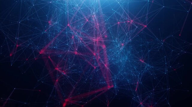Abstract Digital Network with Moving Dots and Lines &ndash; Technology Connection Background