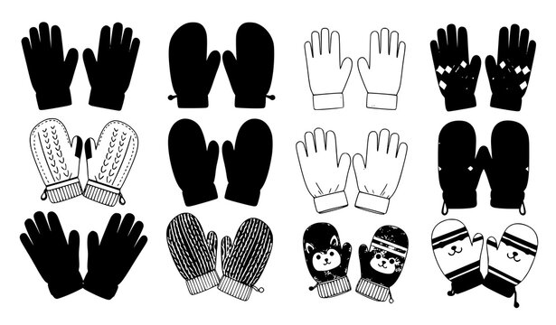 Collection of various glove and mitten illustrations