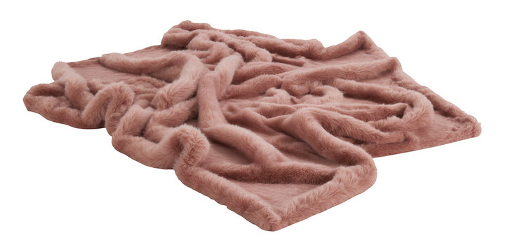 Soft pink blanket with a crinkled texture isolated on a transparent background