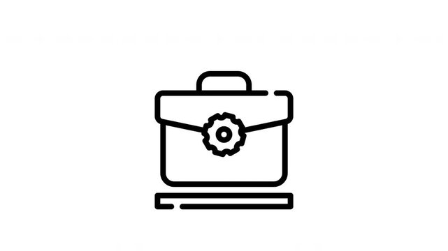 Briefcase icon with a gear suitable for digital technology projects, business presentations, and professional websites for corporate and industrial sectors.
