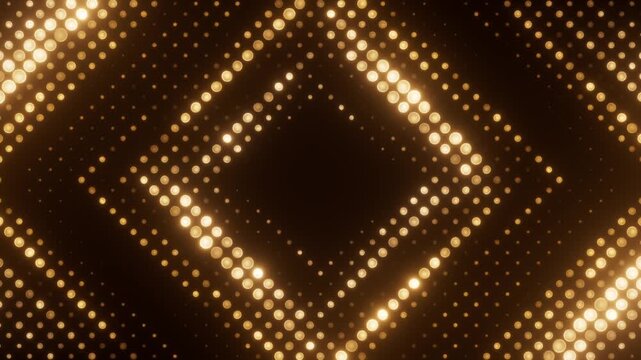 Holiday abstract background. Golden lights animation. Gold glitter texture for glamour event. Seamless loop.