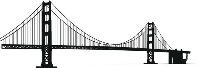 Fototapeta premium A striking black and white silhouette depicts the iconic golden gate bridge spanning a body of water showcasing its architectural grandeur high quality