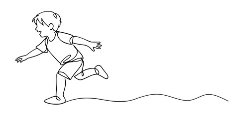 Fototapeta premium Running Person Line Art, Minimalist line drawing of a person running, with extended leg and arm in motion