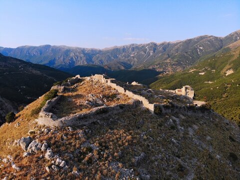 Albania landmark. Ruins of Borsh Castle in Vlore County, Albania.