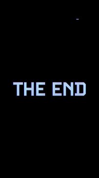 Abstract The End Typography with Digital Glitch Effect and Blue Stripes on Black Background. Perfect for vertical content, website landing pages, video intros, futuristic-themed social media content.