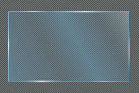 Glass panel frame with blue border isolated vector template