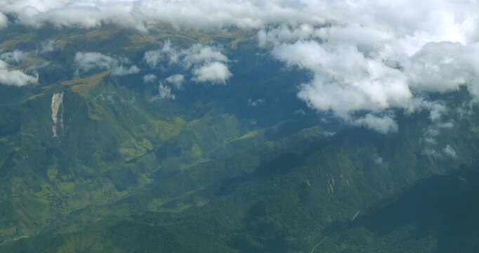 Flying over the high Andes mountains in northern Ecuador