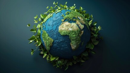 Fototapeta premium green earth sustainability concept with leaves, eco friendly environment and global climate protection