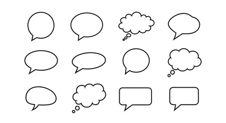 Fototapeta premium Collection of Empty Speech Bubbles and Thought Bubbles on Isolated White Background