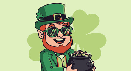 Leprechaun with pot of gold coins. © MULUNG DOLLAR