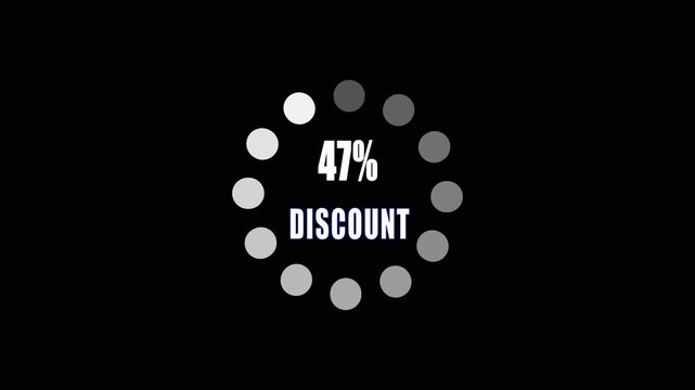 47 Percent Discount Promotional Banner with Circular Loading Indicator on Black Background