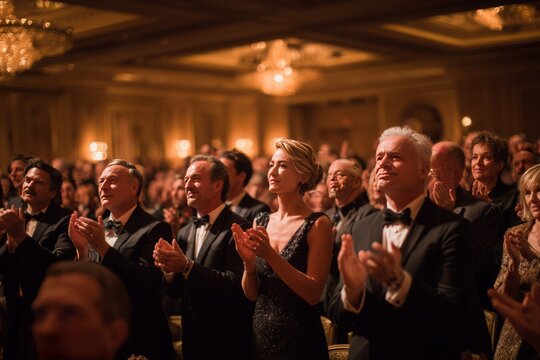 Crowds in an award show giving applause , award ceremony 