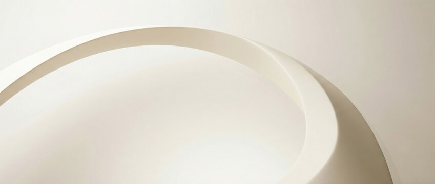 Abstract curved shapes in a soft, minimalist interior design with subtle lighting and a clean aesthetic