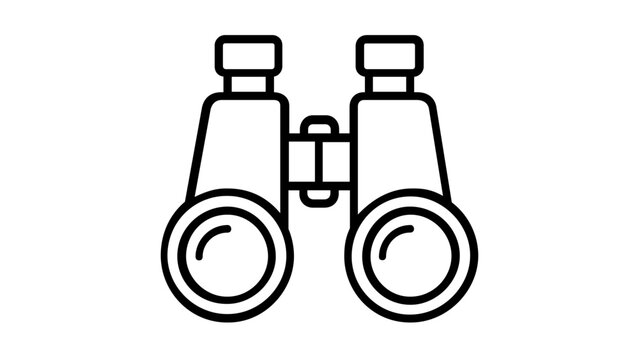 Minimalist Binoculars Vector Icon Illustration for Travel, Sightseeing, Bird Watching, and Exploration, Featuring a Clean Black Line Art Design for Modern Digital and Print Graphics Projects