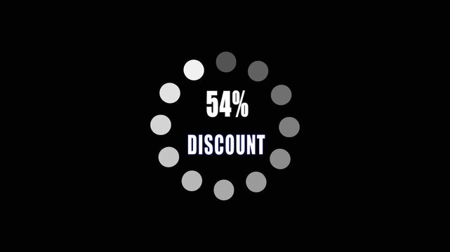 54 Percent Discount Promotional Banner with Circular Loading Indicator on Black Background