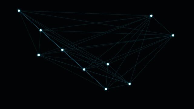 Network connections form a complex pattern on a black background with nodes and lines