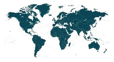 Fototapeta premium highly detailed world map on white background