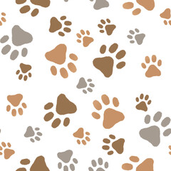 Seamless Cat Paw Pattern On White Background © Elise