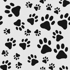Black and White Seamless Cat Paw Pattern Background © Elise