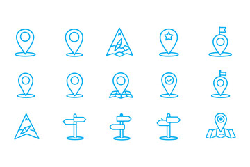 Fototapeta premium Map pin location icon set. Map markers isolated on white background. Black pointer GPS location symbol. Vector illustration.