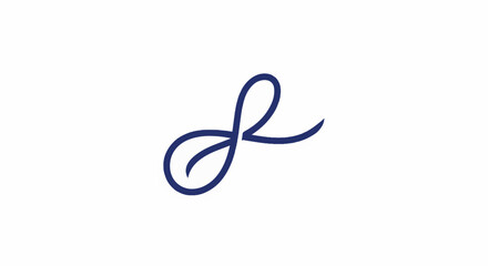 Obraz premium Elegant navy blue cursive symbol on white background