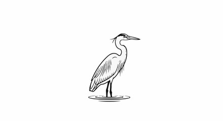 Obraz premium Elegant heron stands serenely in shallow water, illustrated