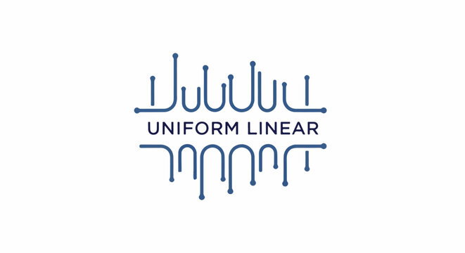 Minimalist blue logo with text "UNIFORM LINEAR" and abstract lines