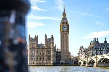 Fototapeta premium Big Ben, an iconic British historical landmark, the Great Clock of Westminster in central London the capital of Great Britain.