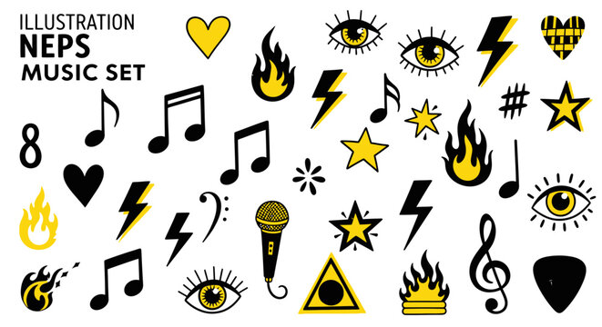 Abstract vector background with musical notes and design symbols