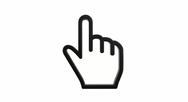 Black outline of a pointing hand cursor, isolated on white